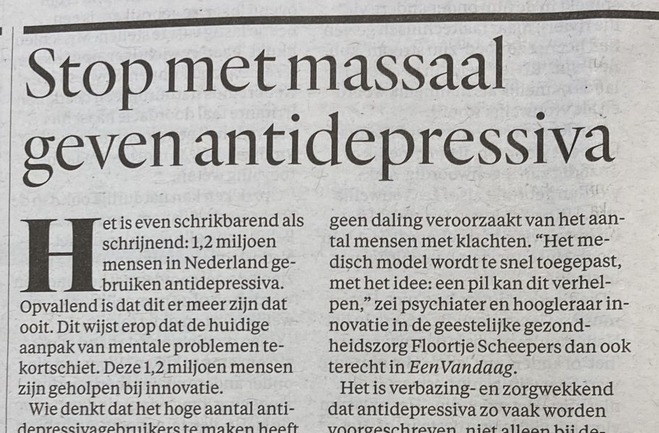 Parool: Teveel mensen gebruiken antidepressiva