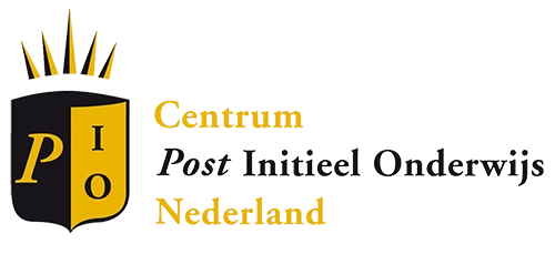 Logo van het Centrum Post Initieel Onderwijs Nederland (CPION) met zwart-geel schild en stralen.