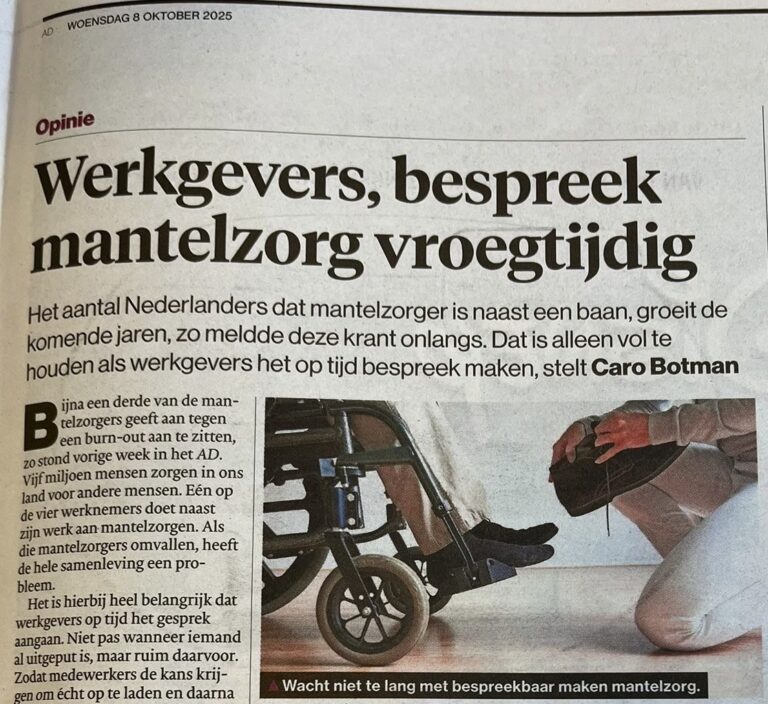 AD: “Werkgevers, bespreek mantelzorg vroegtijdig”
